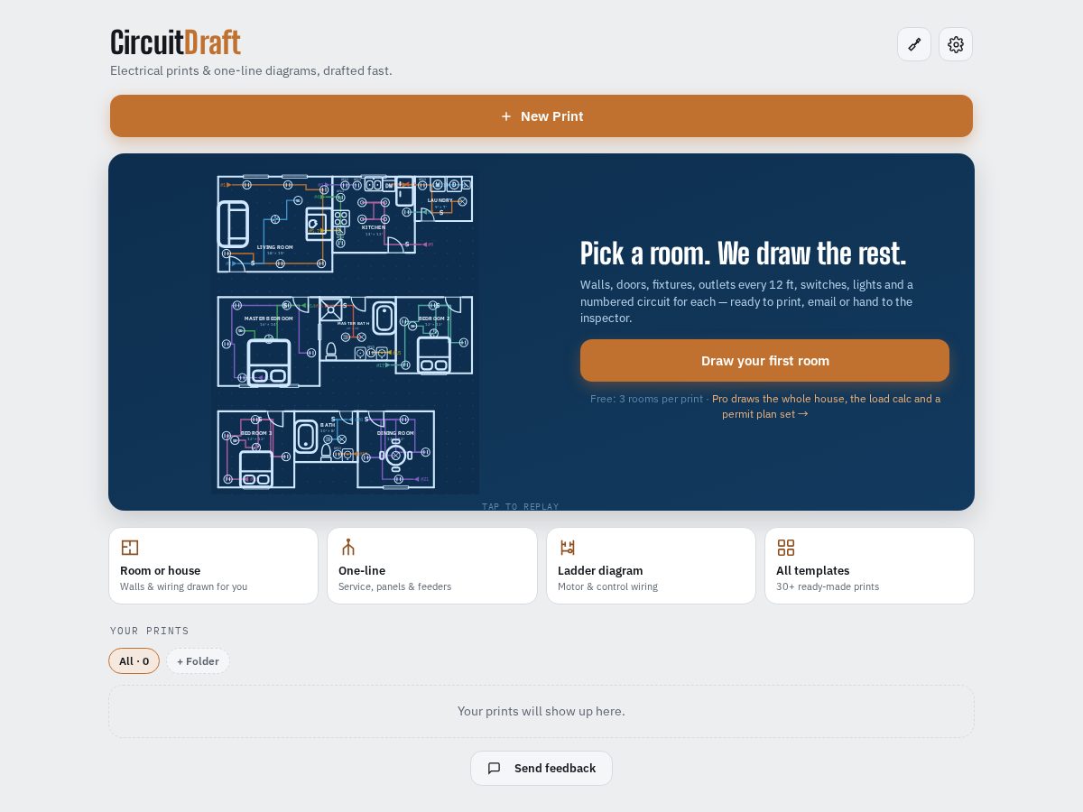 Landing-page snapshot of circuitdraft.app