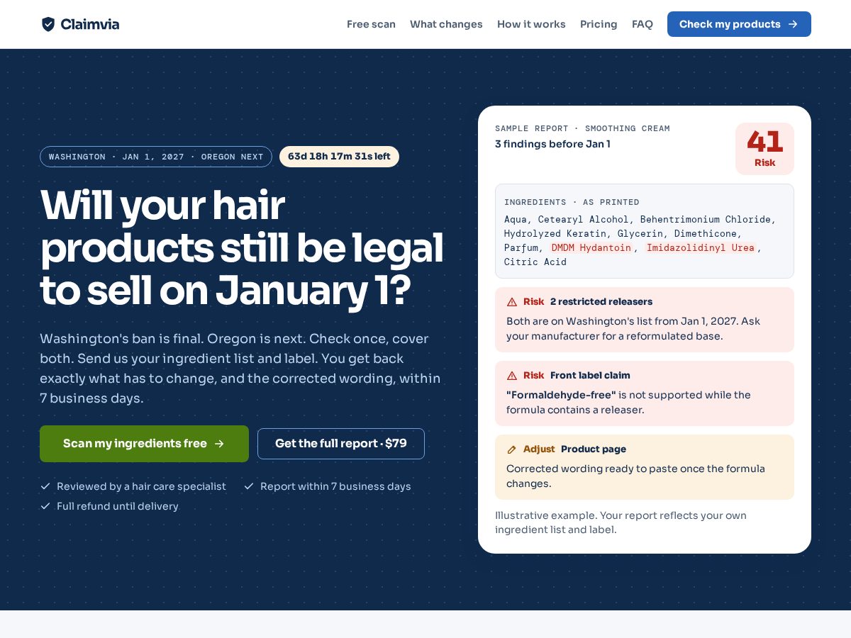 Landing-page snapshot of claimvia.app