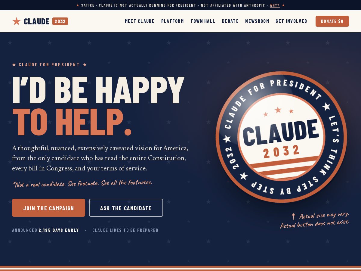 Landing-page snapshot of claude2032.com