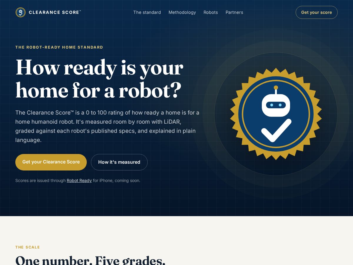 Landing-page snapshot of clearancescore.com