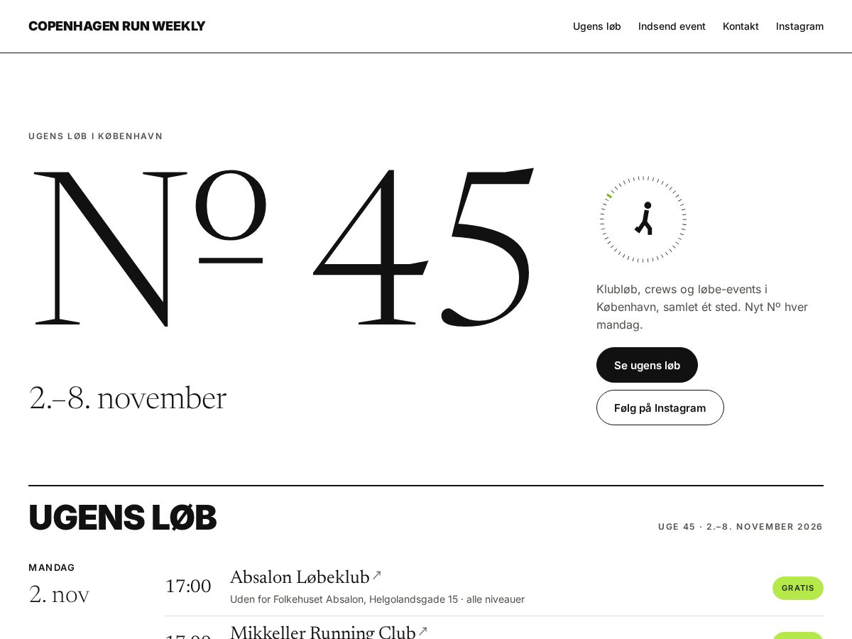 Landing-page snapshot of copenhagenrunweekly.com