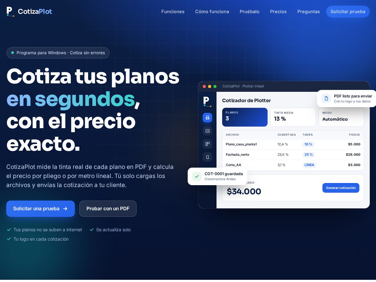 Landing-page snapshot of cotizaplot.com