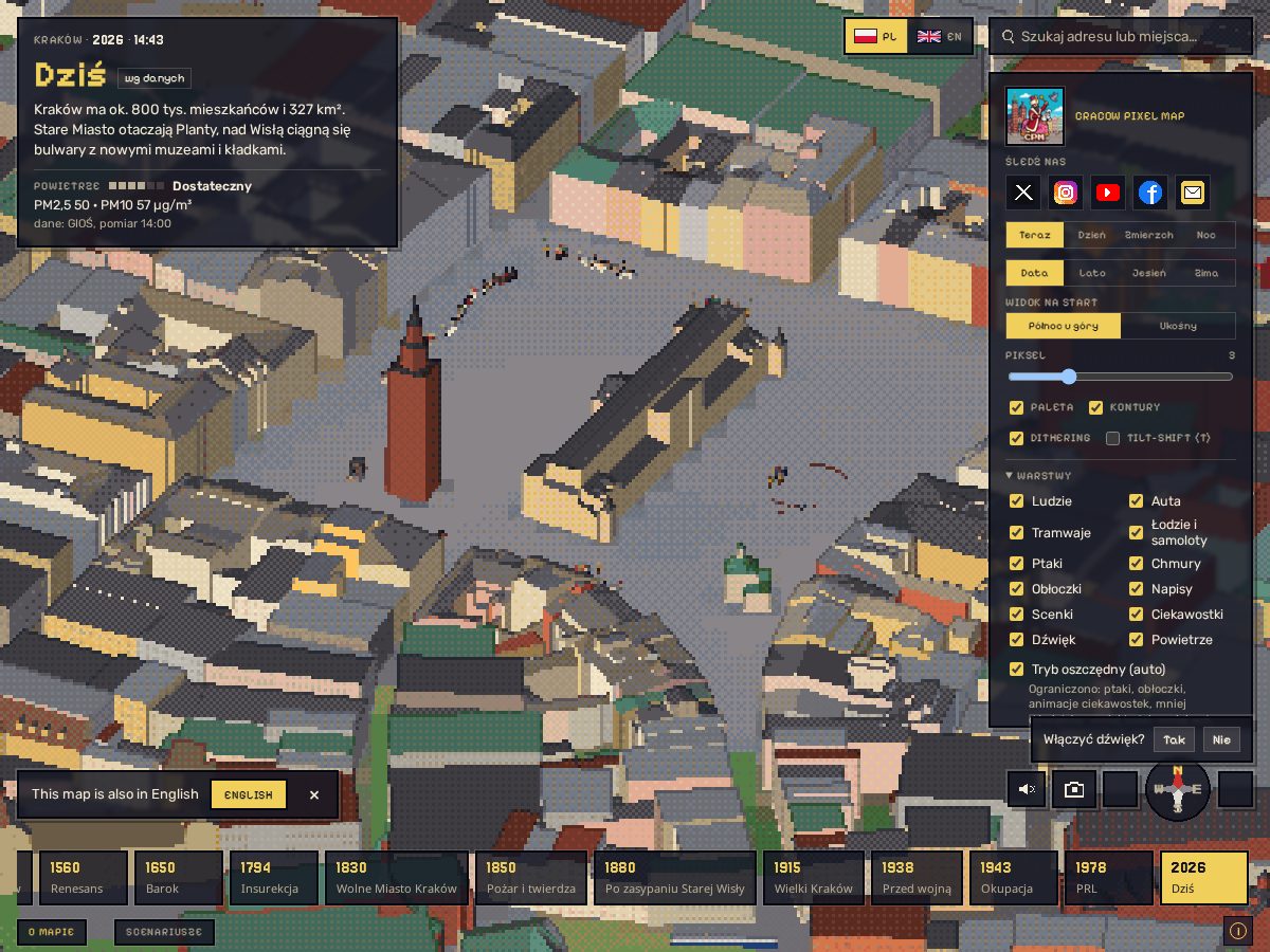 Landing-page snapshot of cracowpixelmap.com