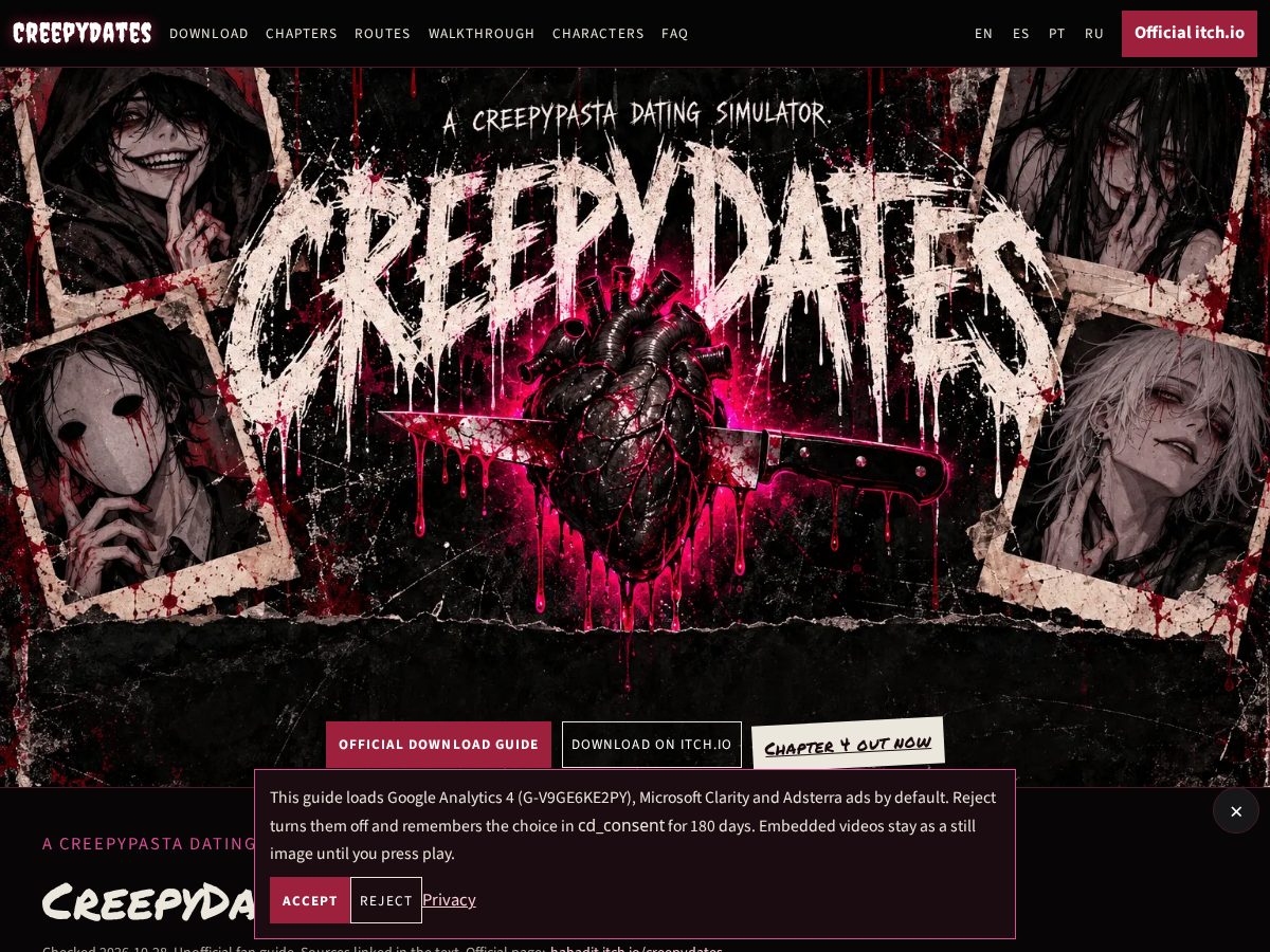 Landing-page snapshot of creepydates.xyz