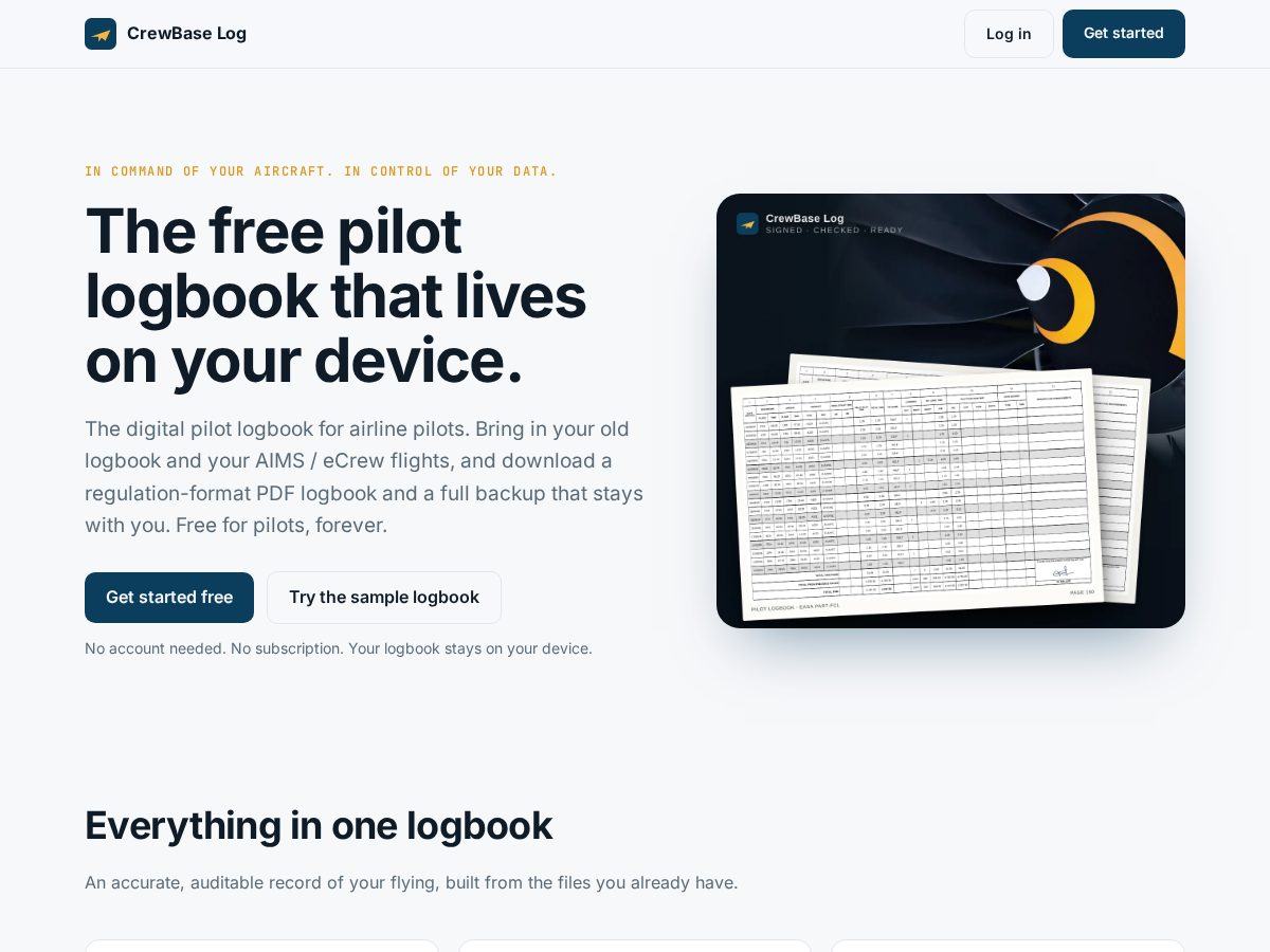 Landing-page snapshot of crewbaselog.com