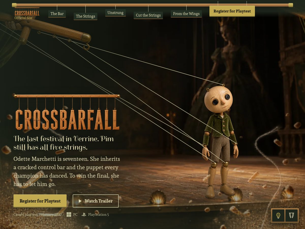 Landing-page snapshot of crossbarfall.com