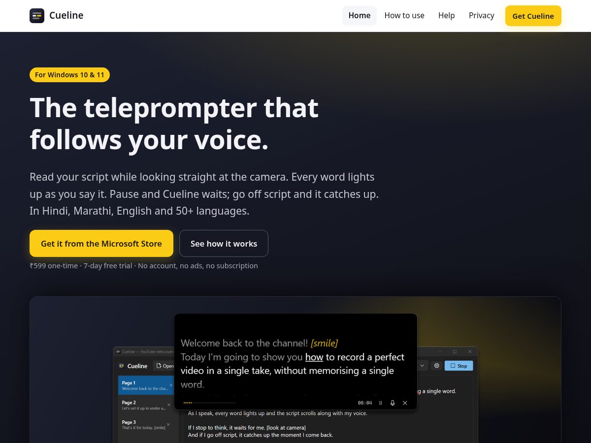 Landing-page snapshot of cueline.shop