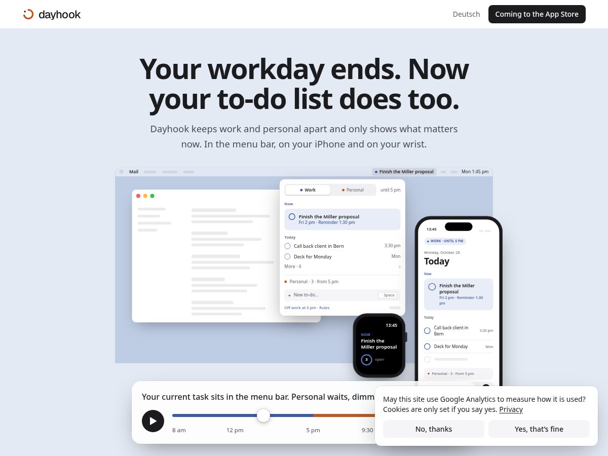 Landing-page snapshot of dayhook.app