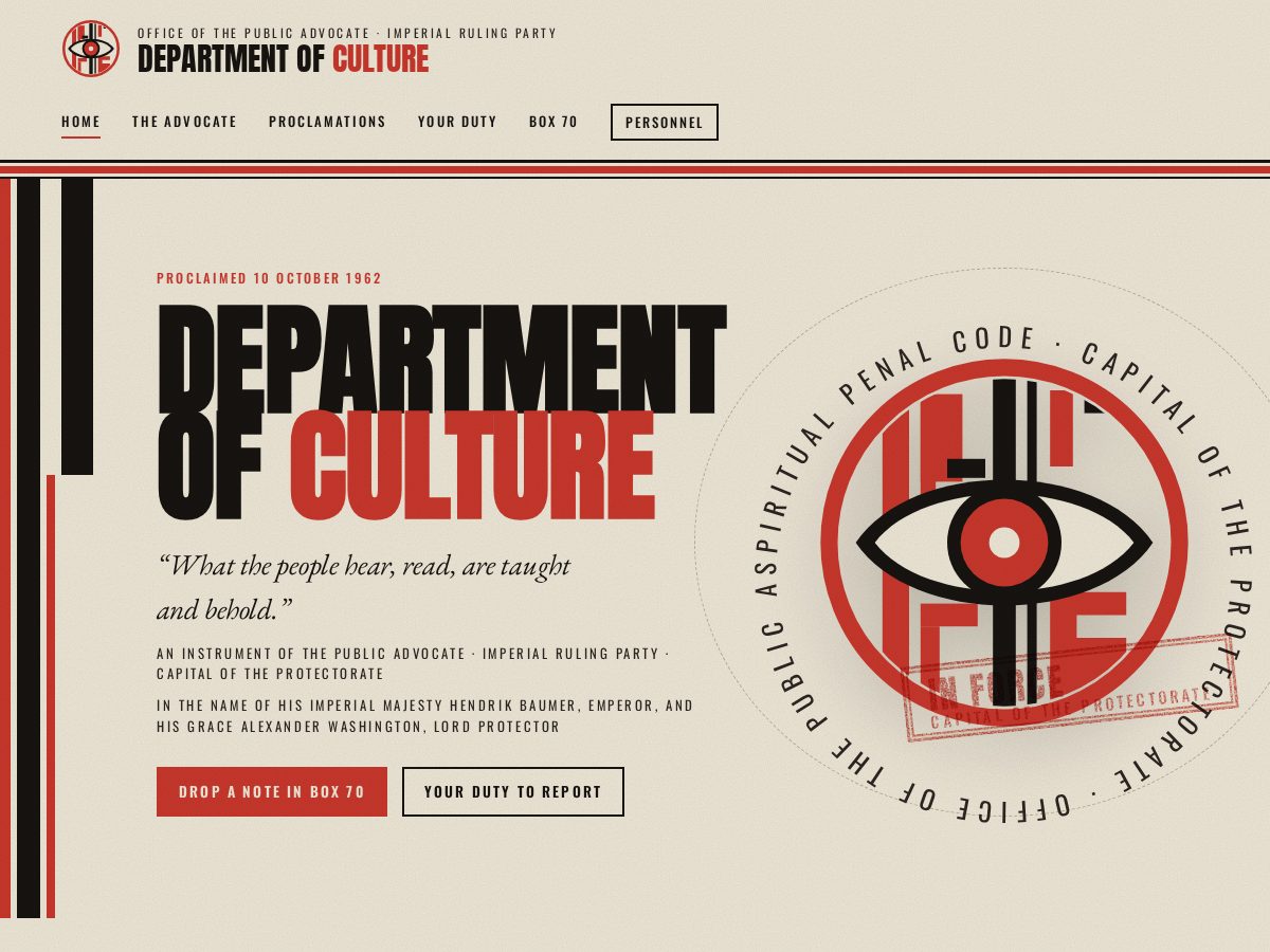 Landing-page snapshot of department-of-culture.com