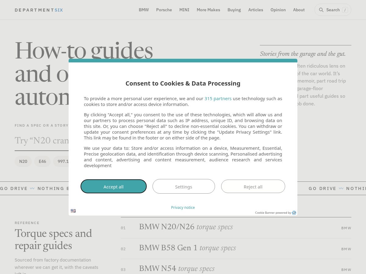 Landing-page snapshot of departmentsix.com