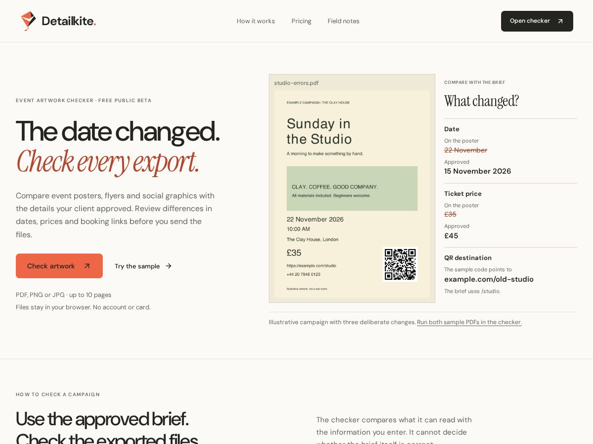 Landing-page snapshot of detailkite.com