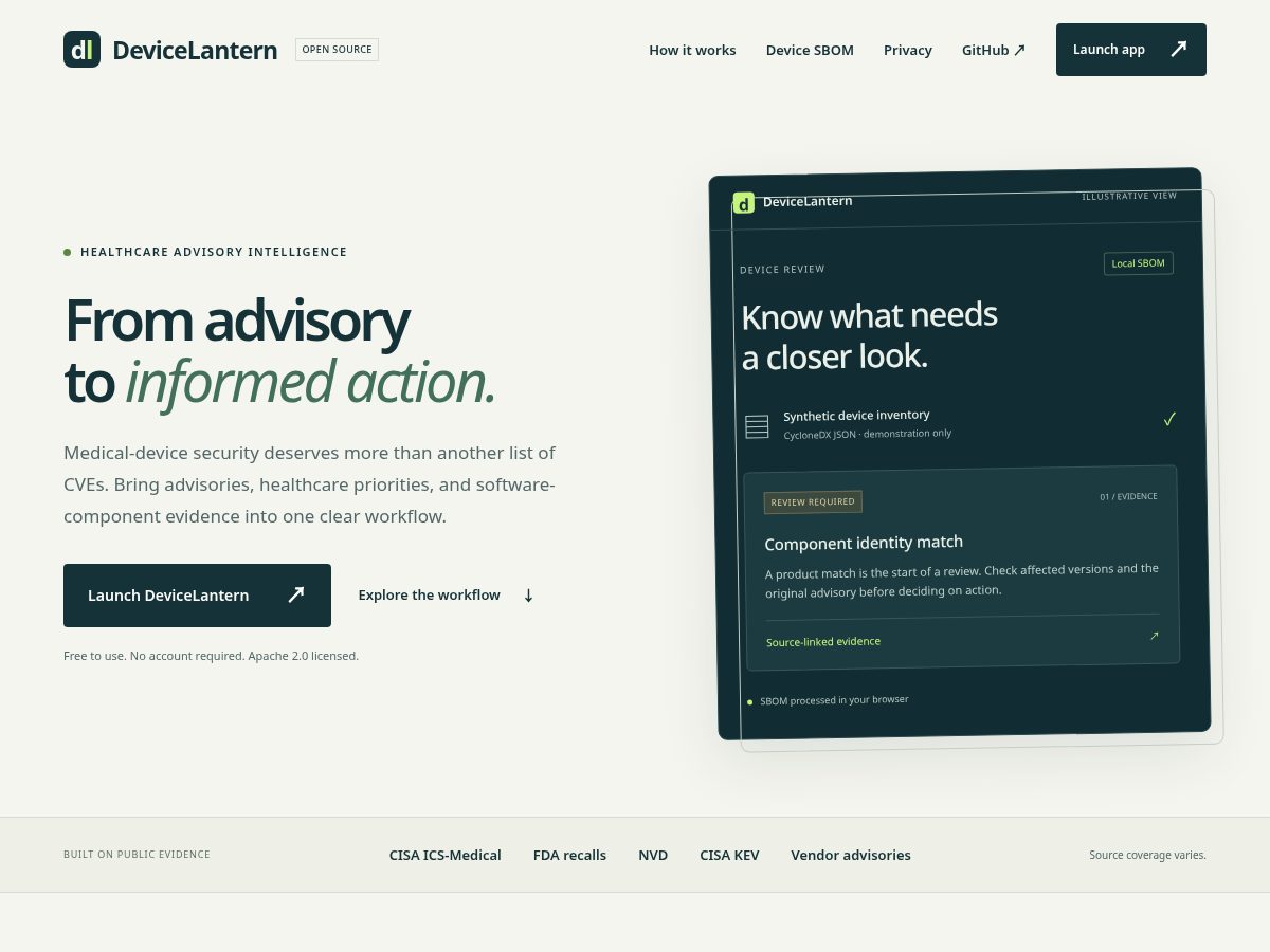 Landing-page snapshot of devicelantern.com