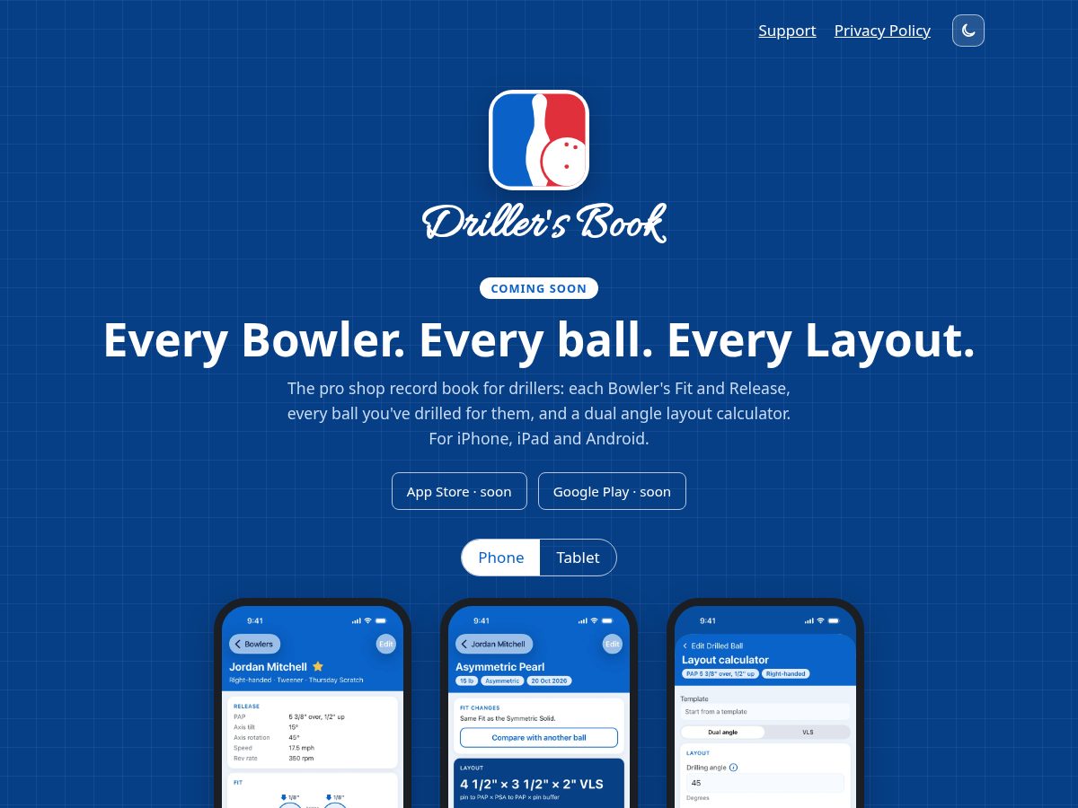 Landing-page snapshot of drillersbook.app