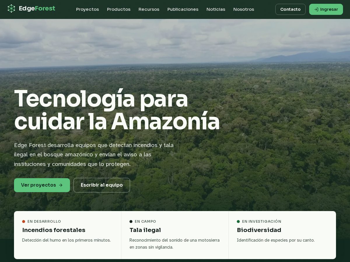 Landing-page snapshot of edgeforest.org