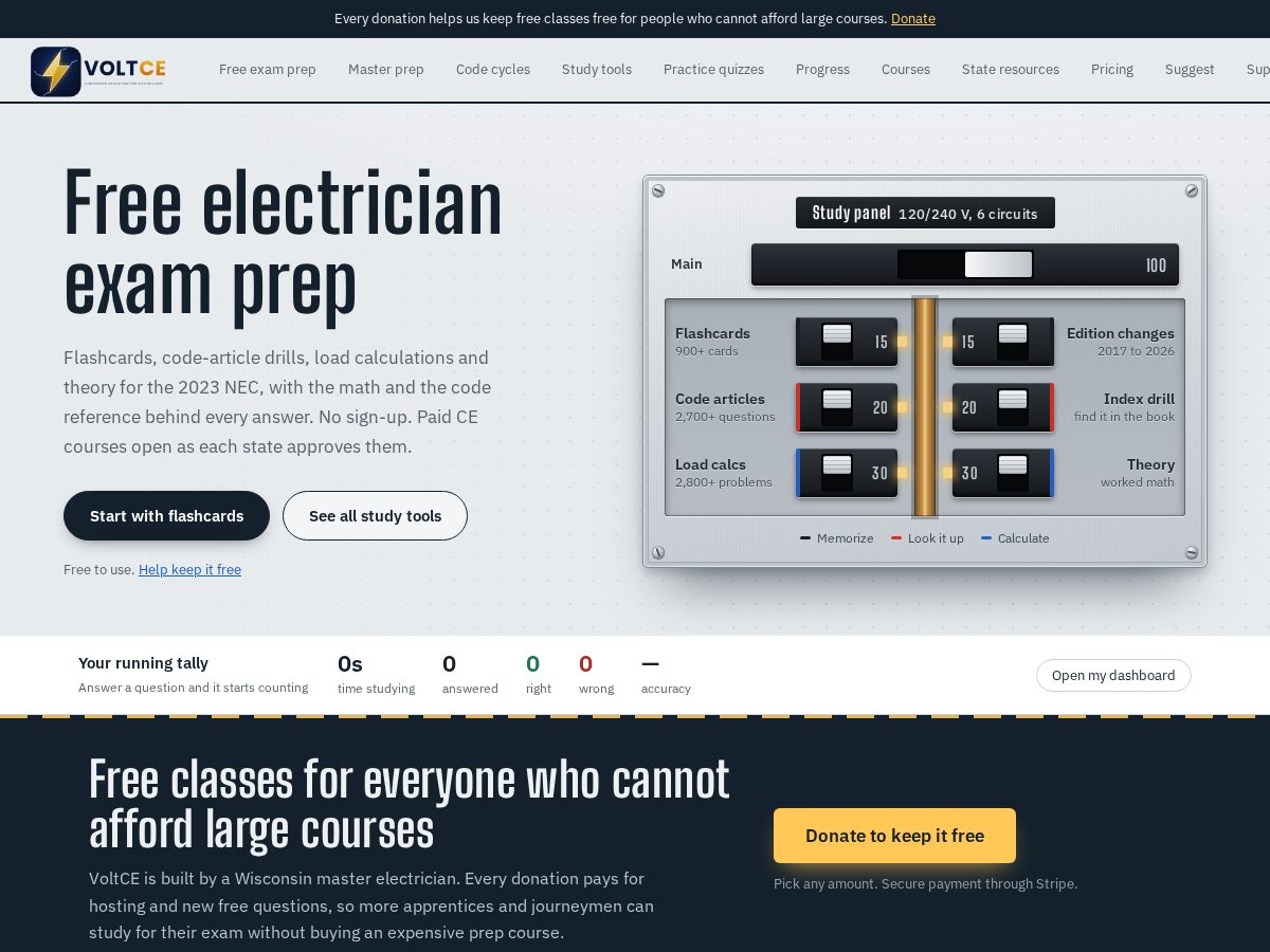 Landing-page snapshot of electricianceu.com