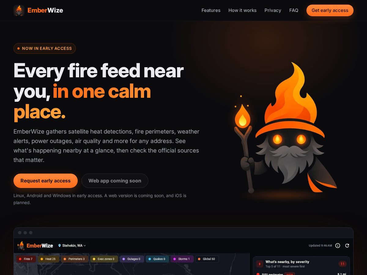 Landing-page snapshot of emberwize.com