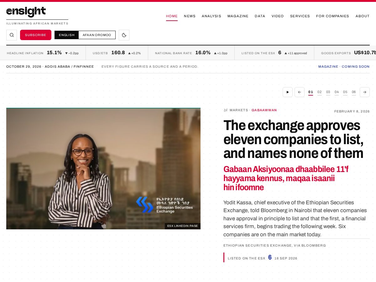 Landing-page snapshot of ensightafrica.com