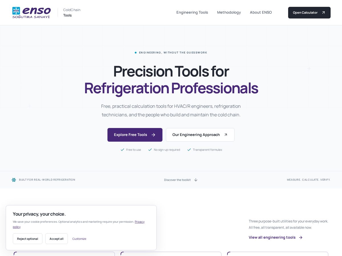 Landing-page snapshot of ensocold.com