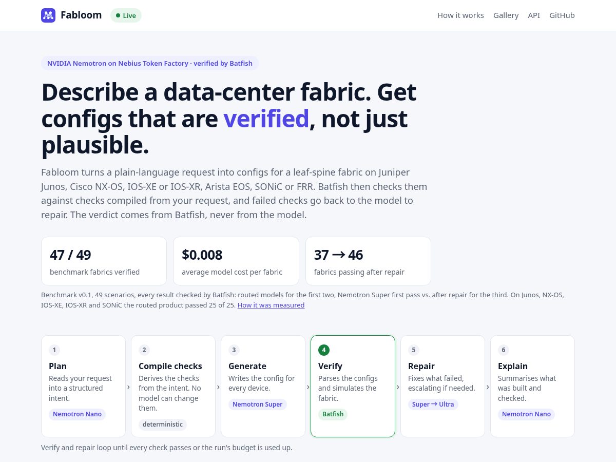 Landing-page snapshot of fabloom.dev