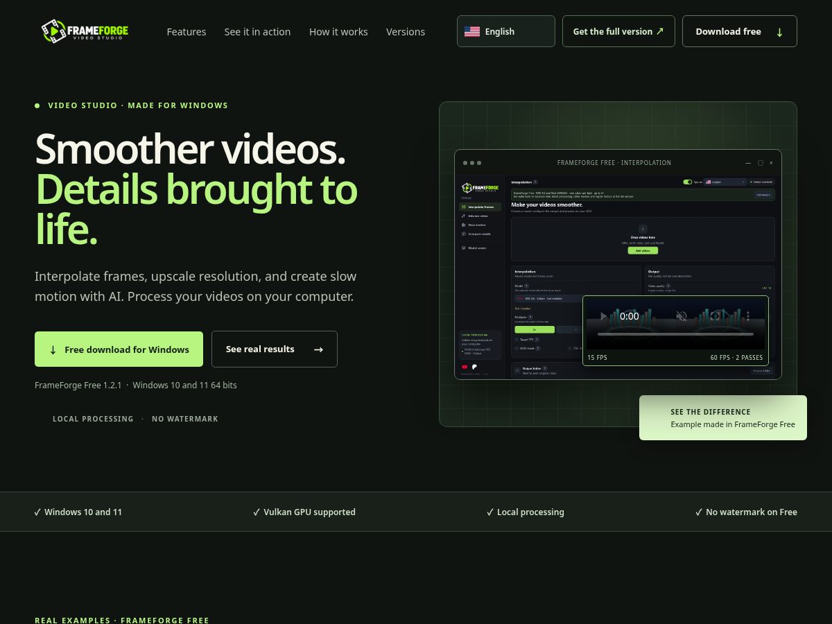 Landing-page snapshot of frameforge.digital