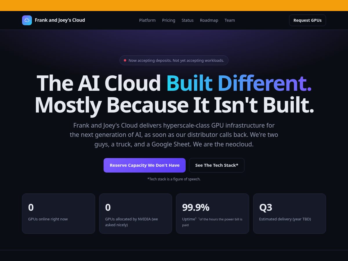 Landing-page snapshot of frankandjoeyscloud.com