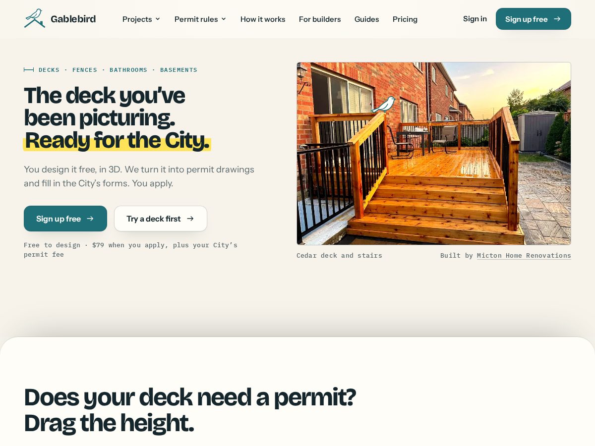 Landing-page snapshot of gablebird.com