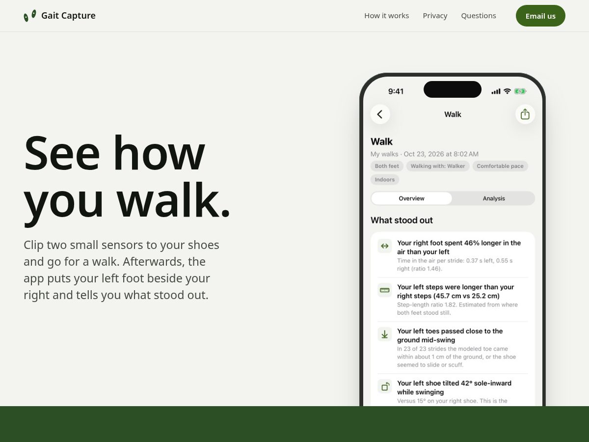 Landing-page snapshot of gaitcapture.com