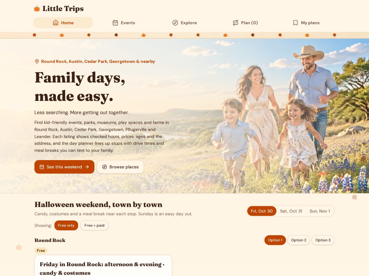 Landing-page snapshot of getlittletrips.com