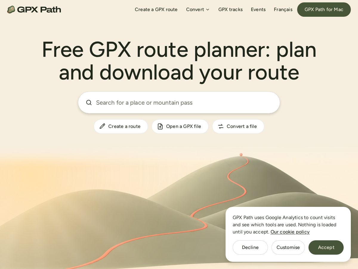 Landing-page snapshot of gpxpath.com