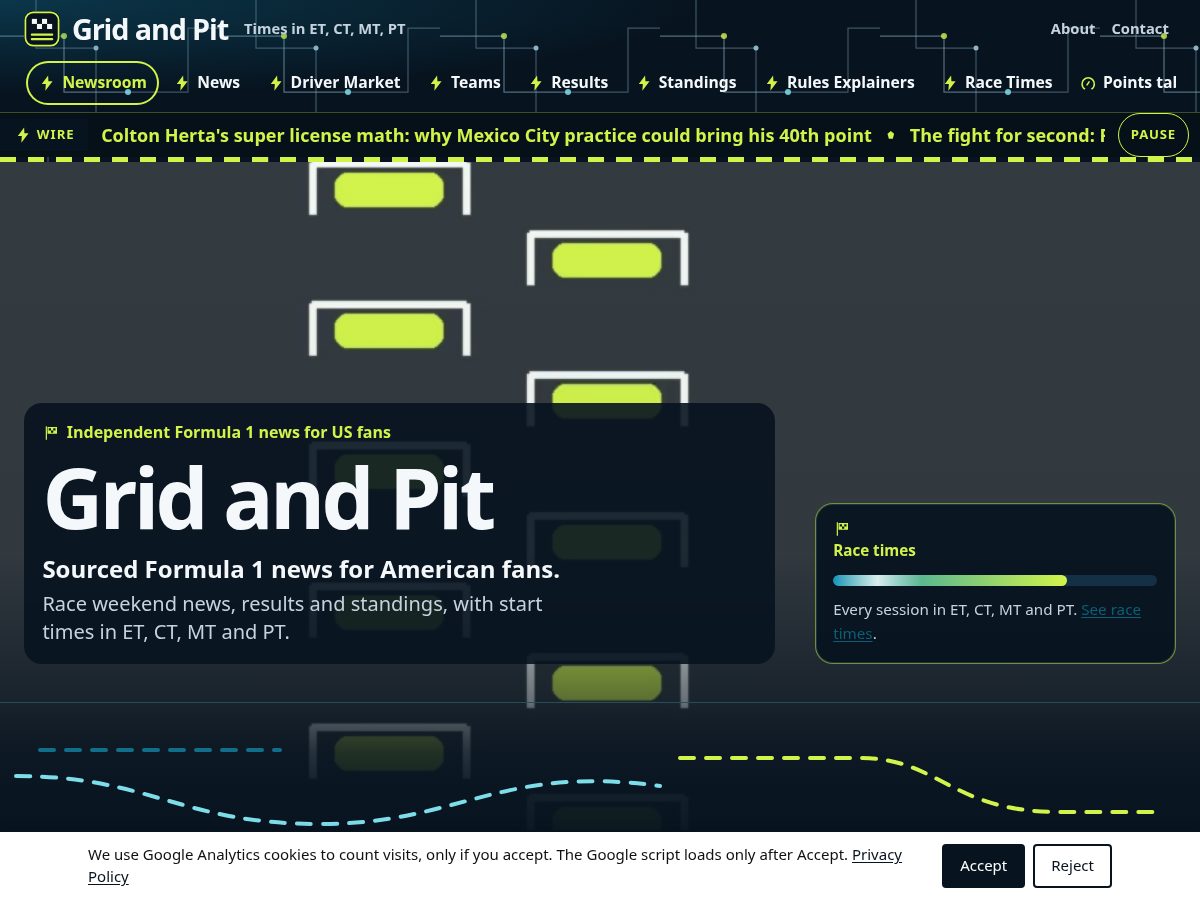 Landing-page snapshot of gridandpit.com
