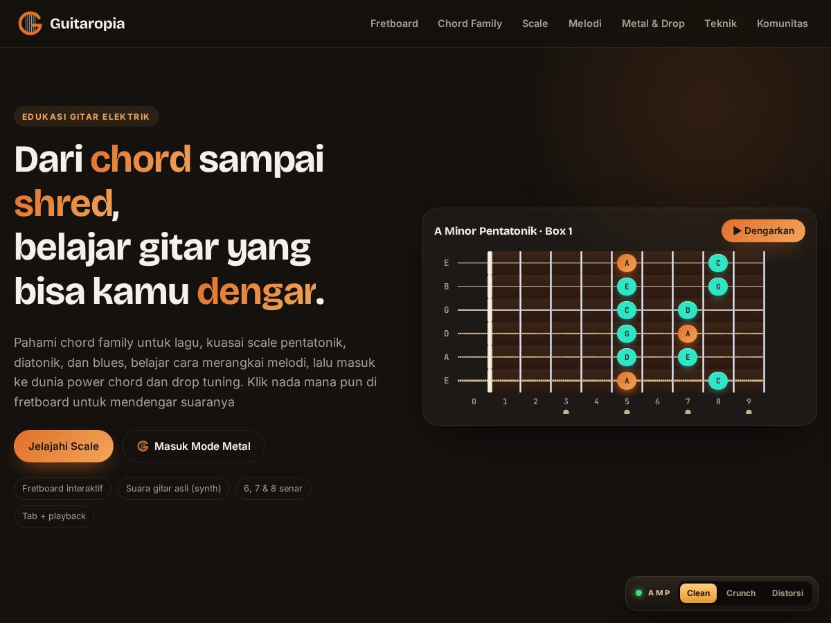 Landing-page snapshot of guitaropia.tech