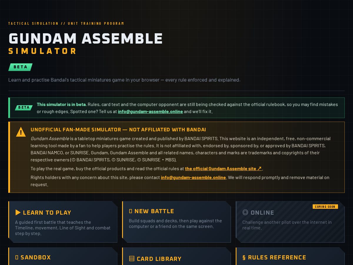 Landing-page snapshot of gundam-assemble.online
