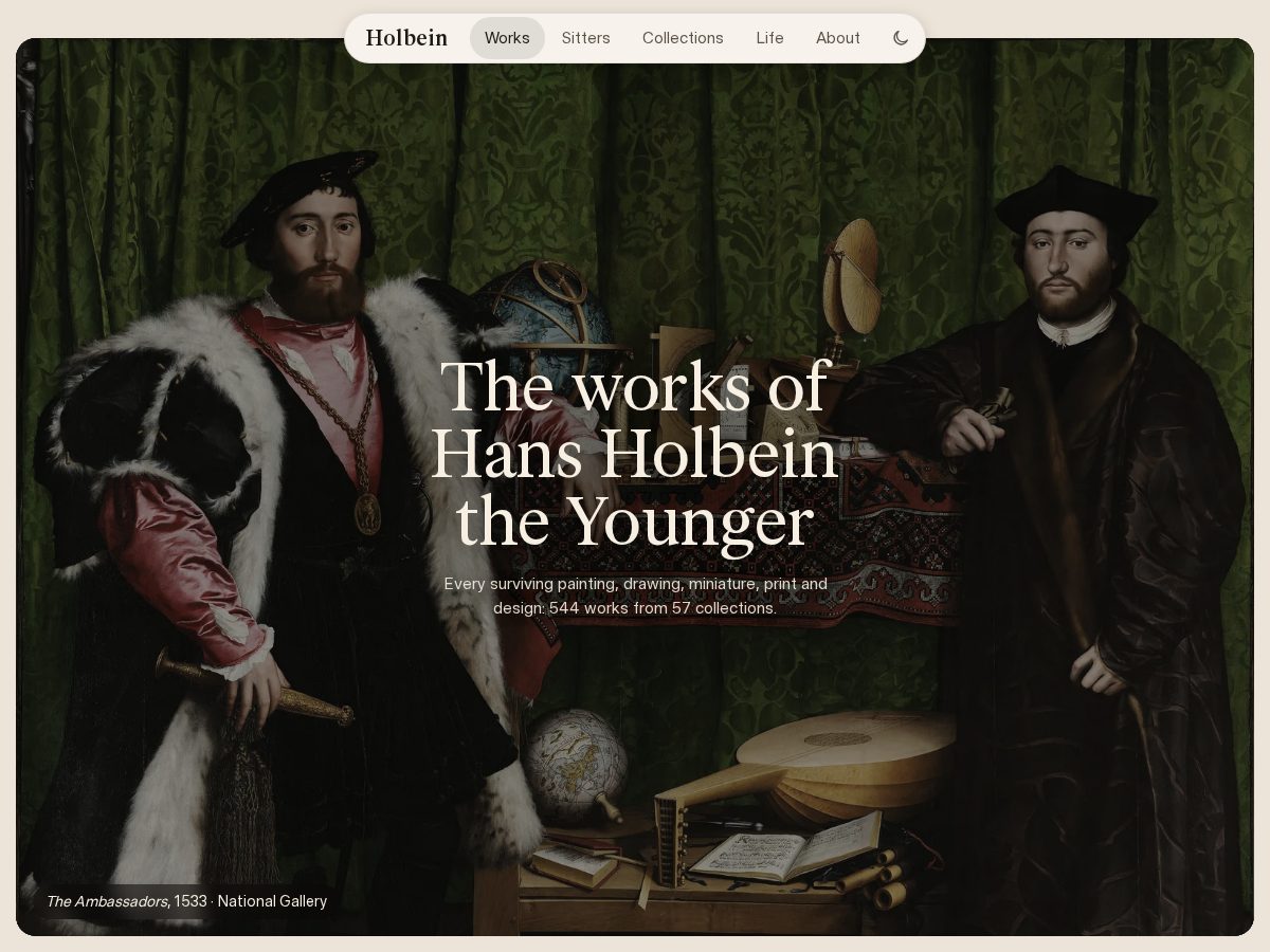 Landing-page snapshot of holbein.gallery