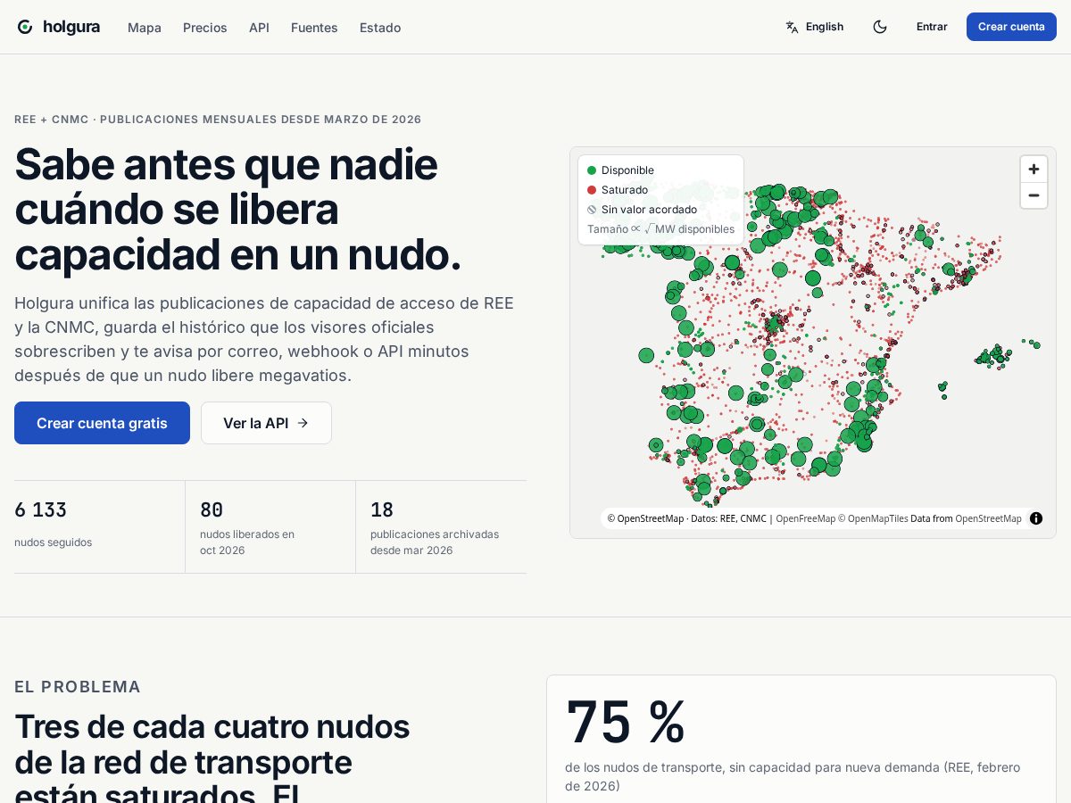 Landing-page snapshot of holgura.dev