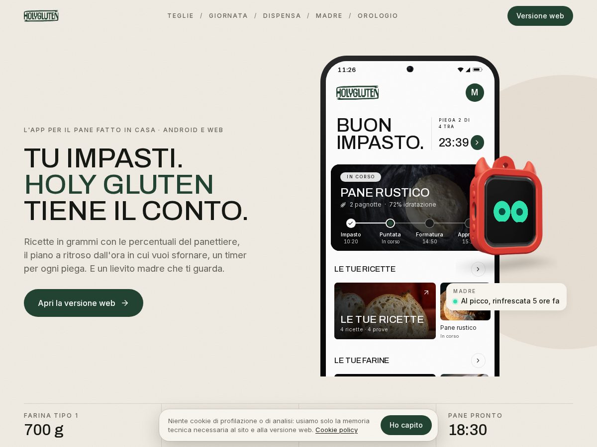 Landing-page snapshot of holygluten.app