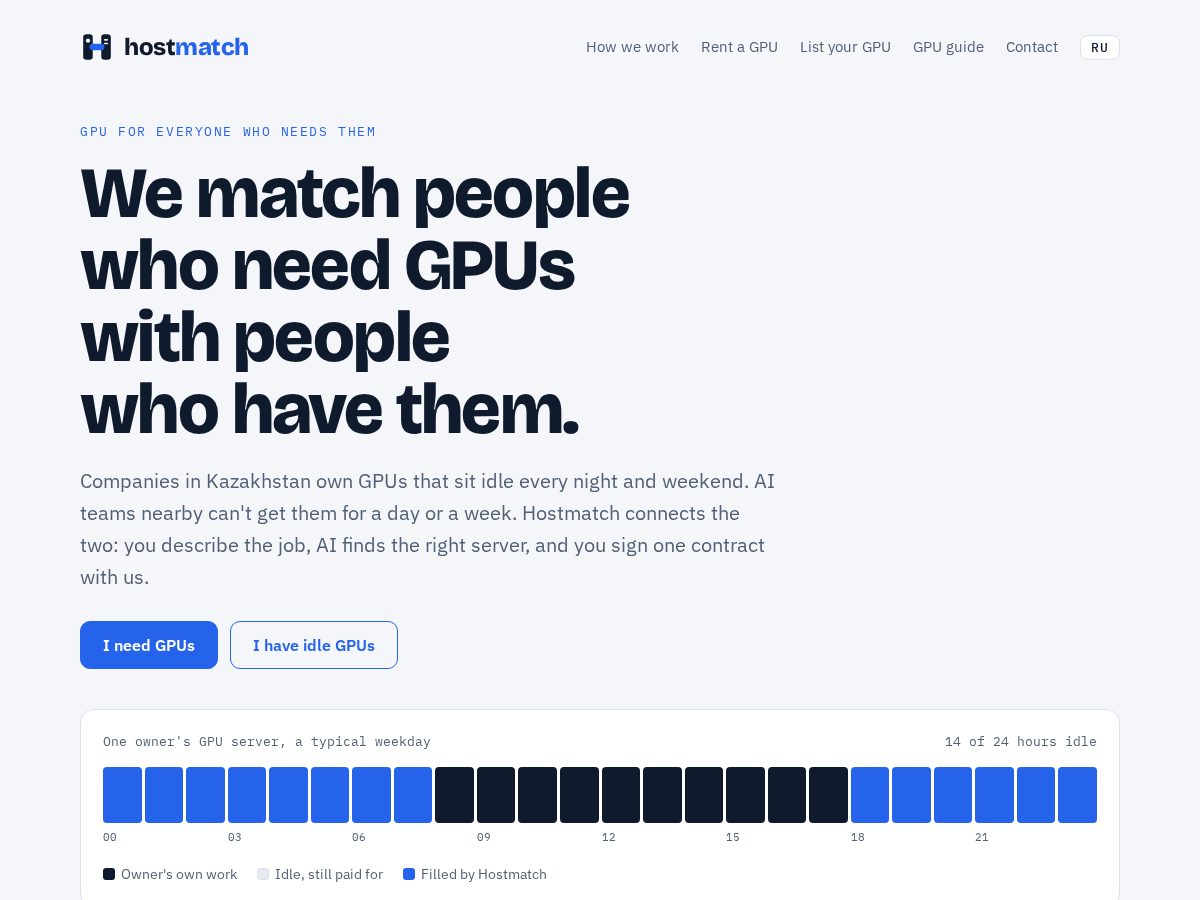 Landing-page snapshot of hostmatch.dev