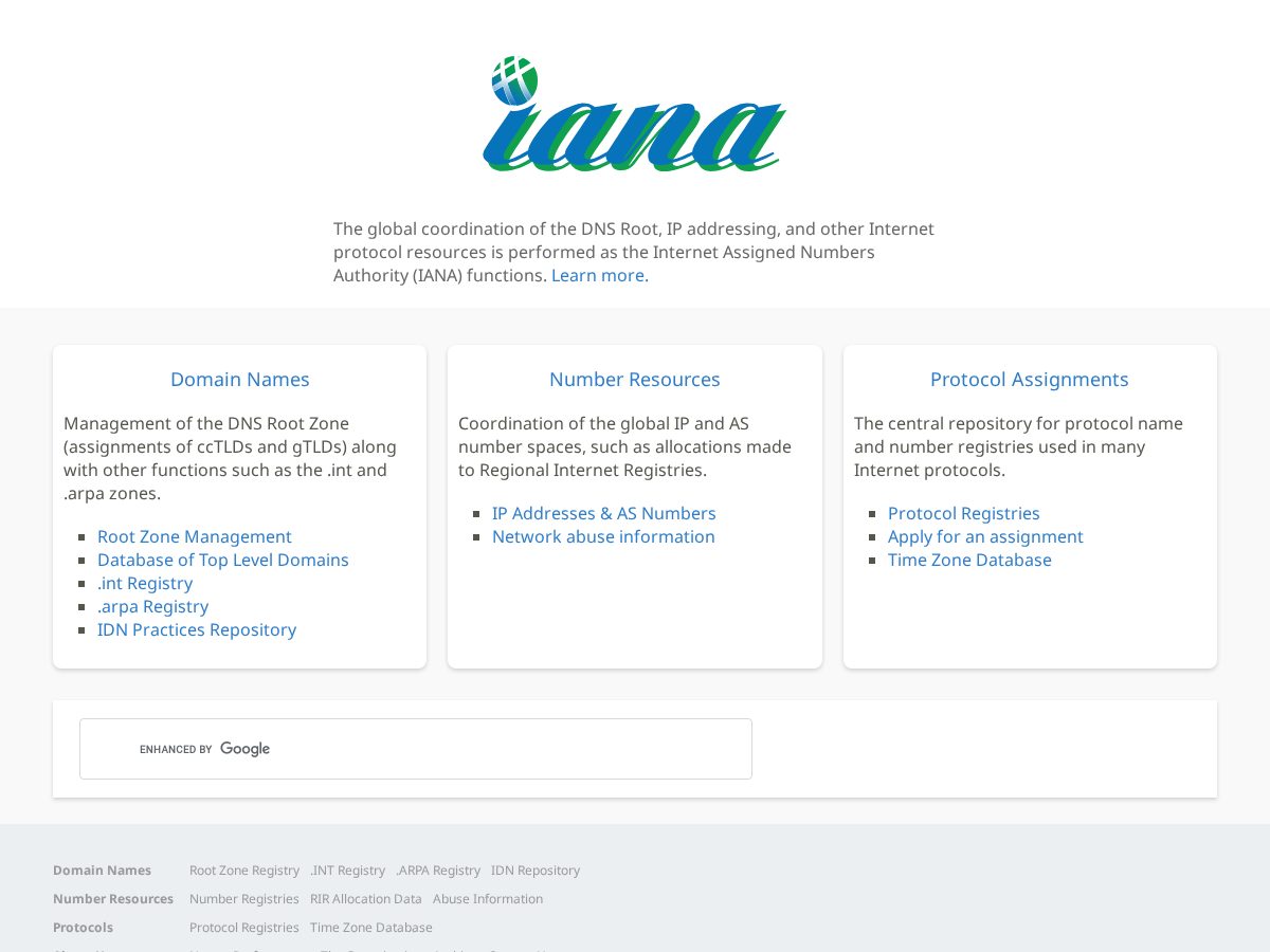 Landing-page snapshot of iana-updates.org