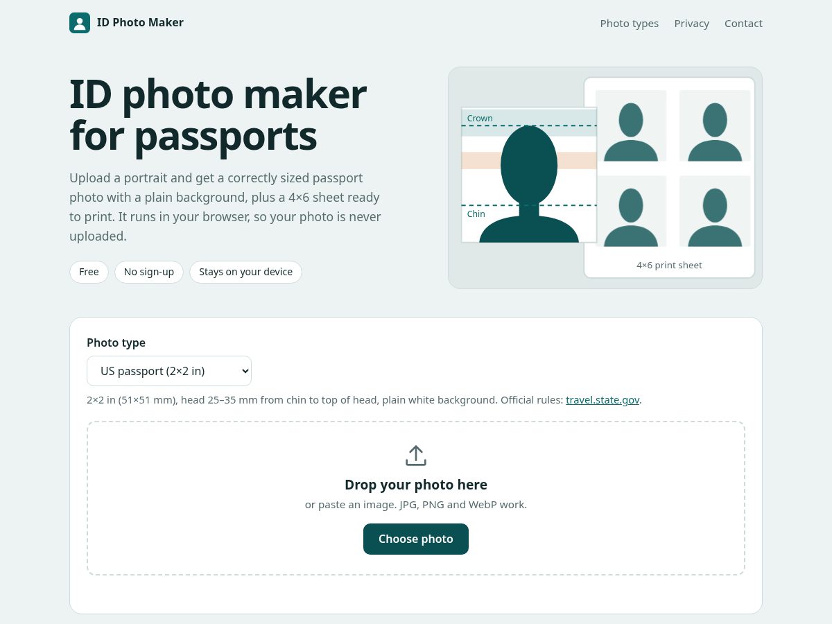 Landing-page snapshot of idphotomaker.site