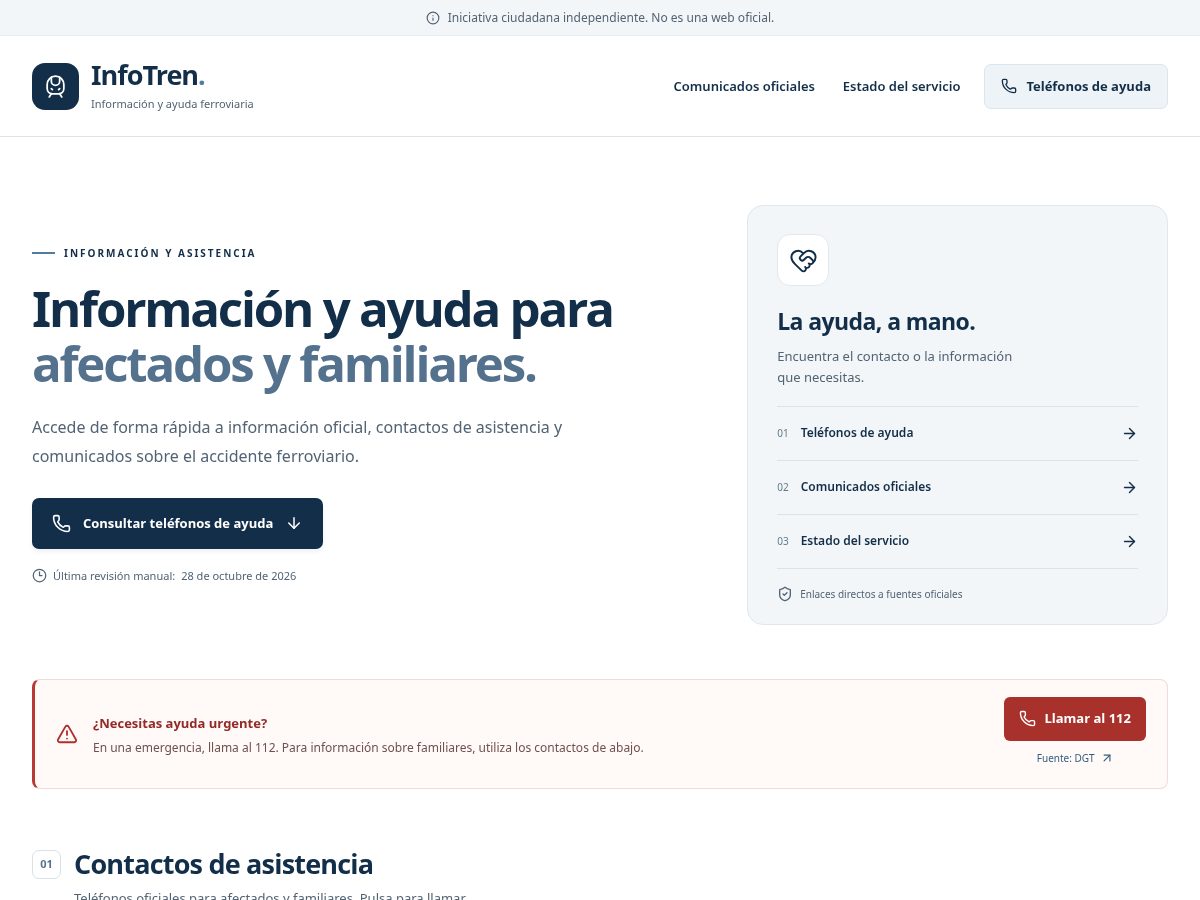 Landing-page snapshot of infotren.org