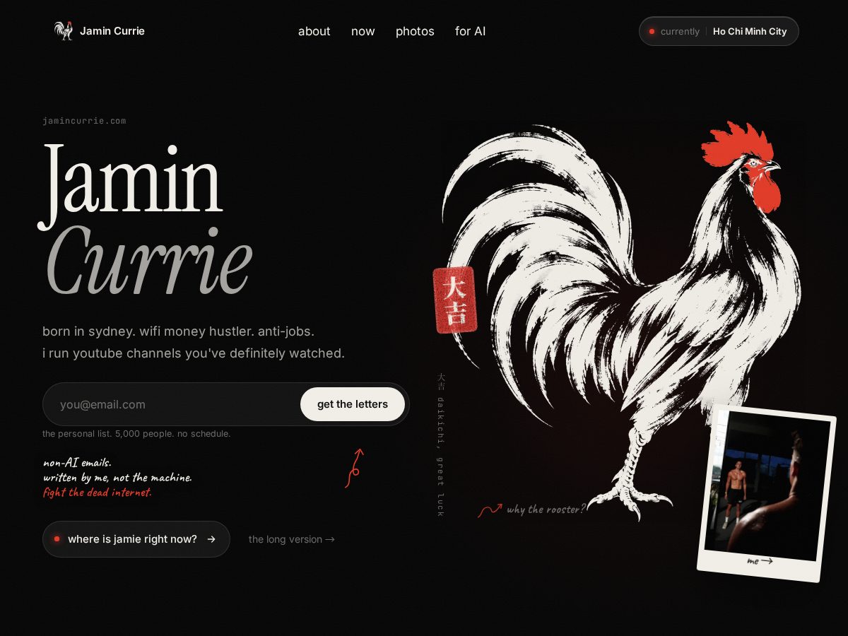 Landing-page snapshot of jamincurrie.com