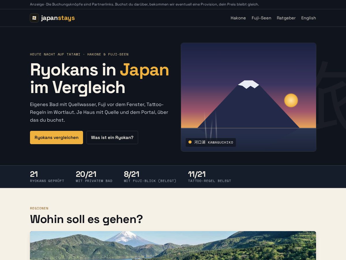 Landing-page snapshot of japanstays.net