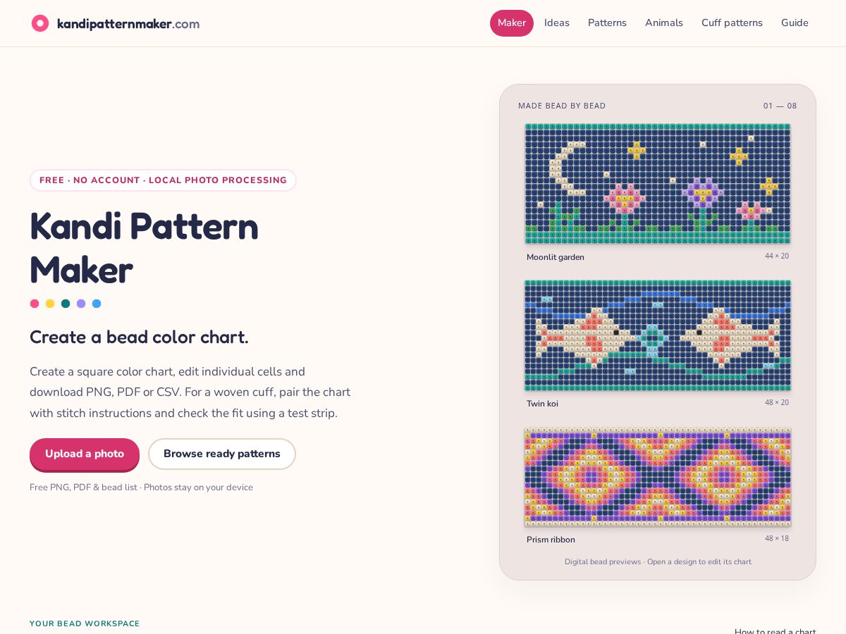 Landing-page snapshot of kandipatternmaker.com