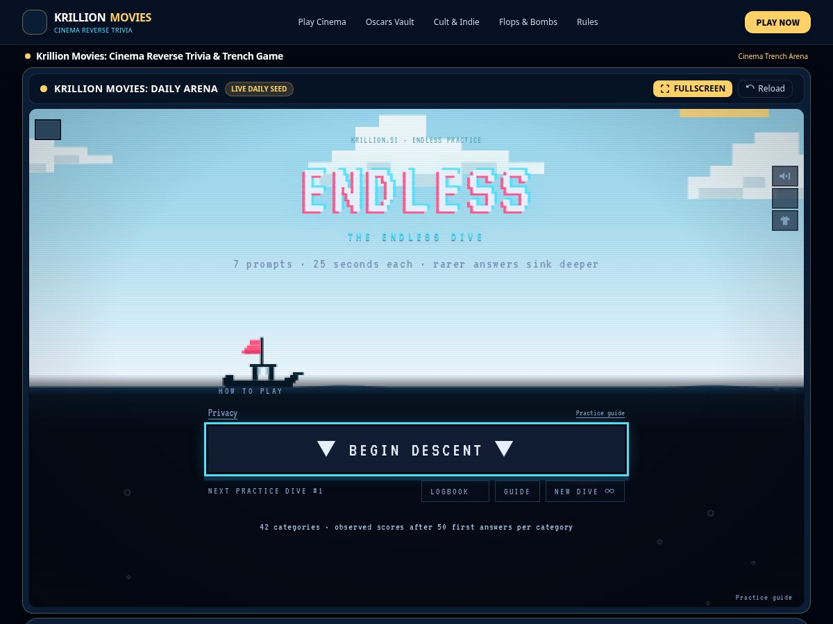 Landing-page snapshot of krillionmovies.com