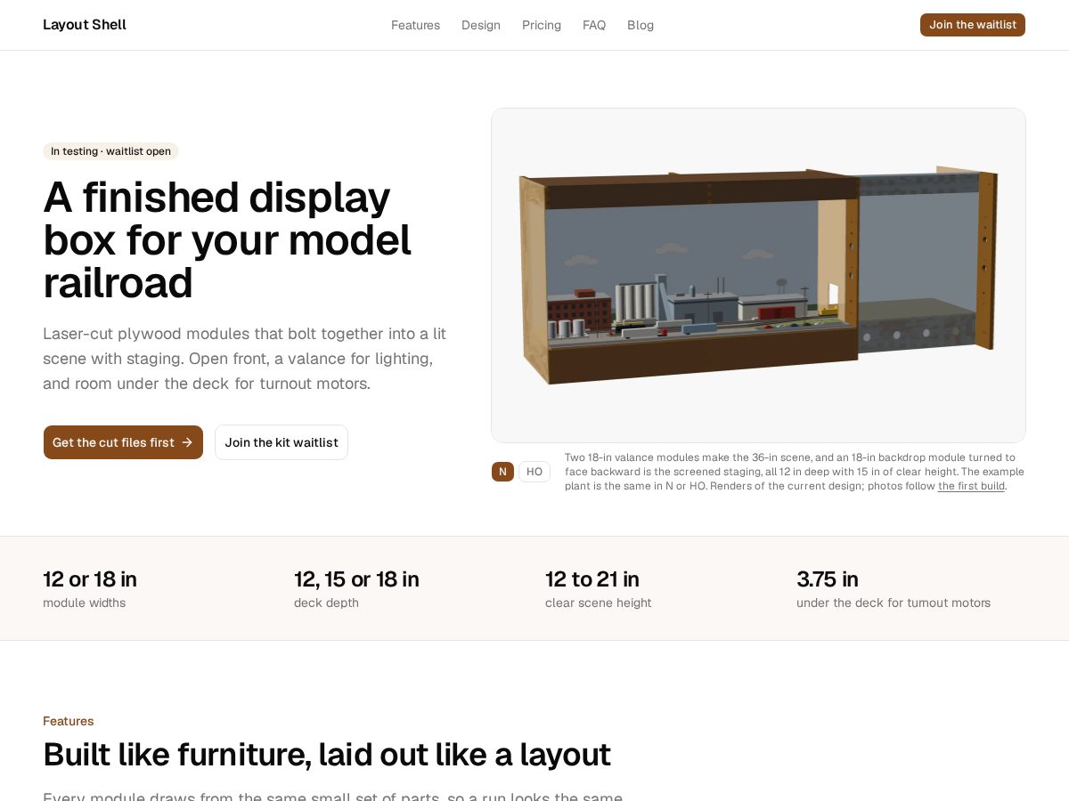 Landing-page snapshot of layoutshell.com