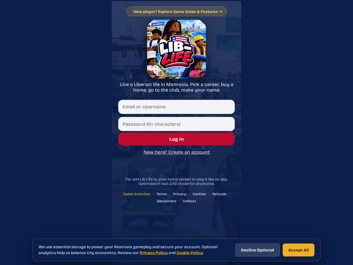 Landing-page snapshot of liblifegame.com