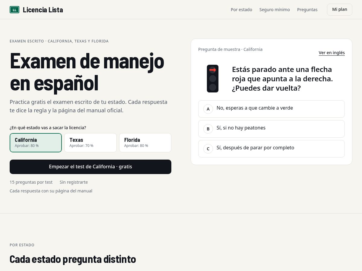 Landing-page snapshot of licencialista.com