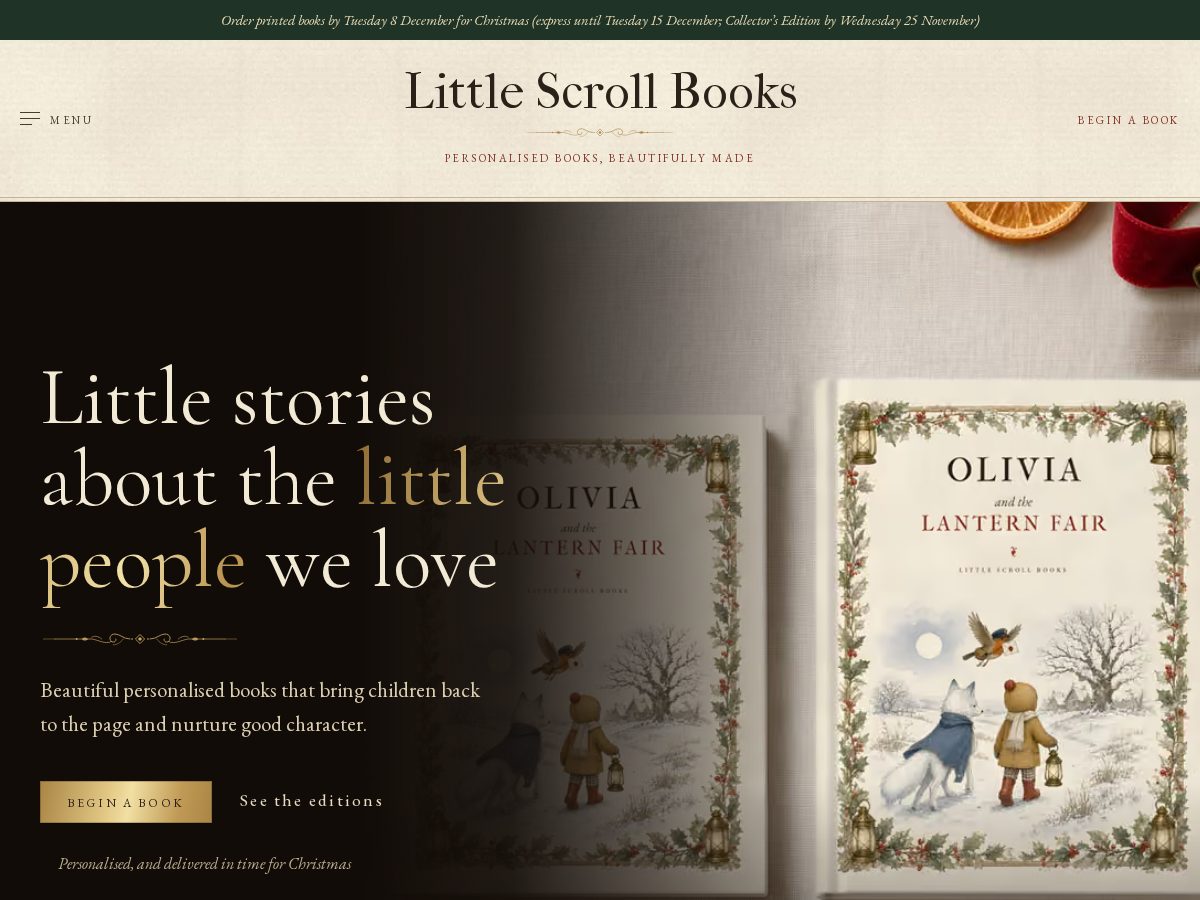 Landing-page snapshot of littlescrollstories.com