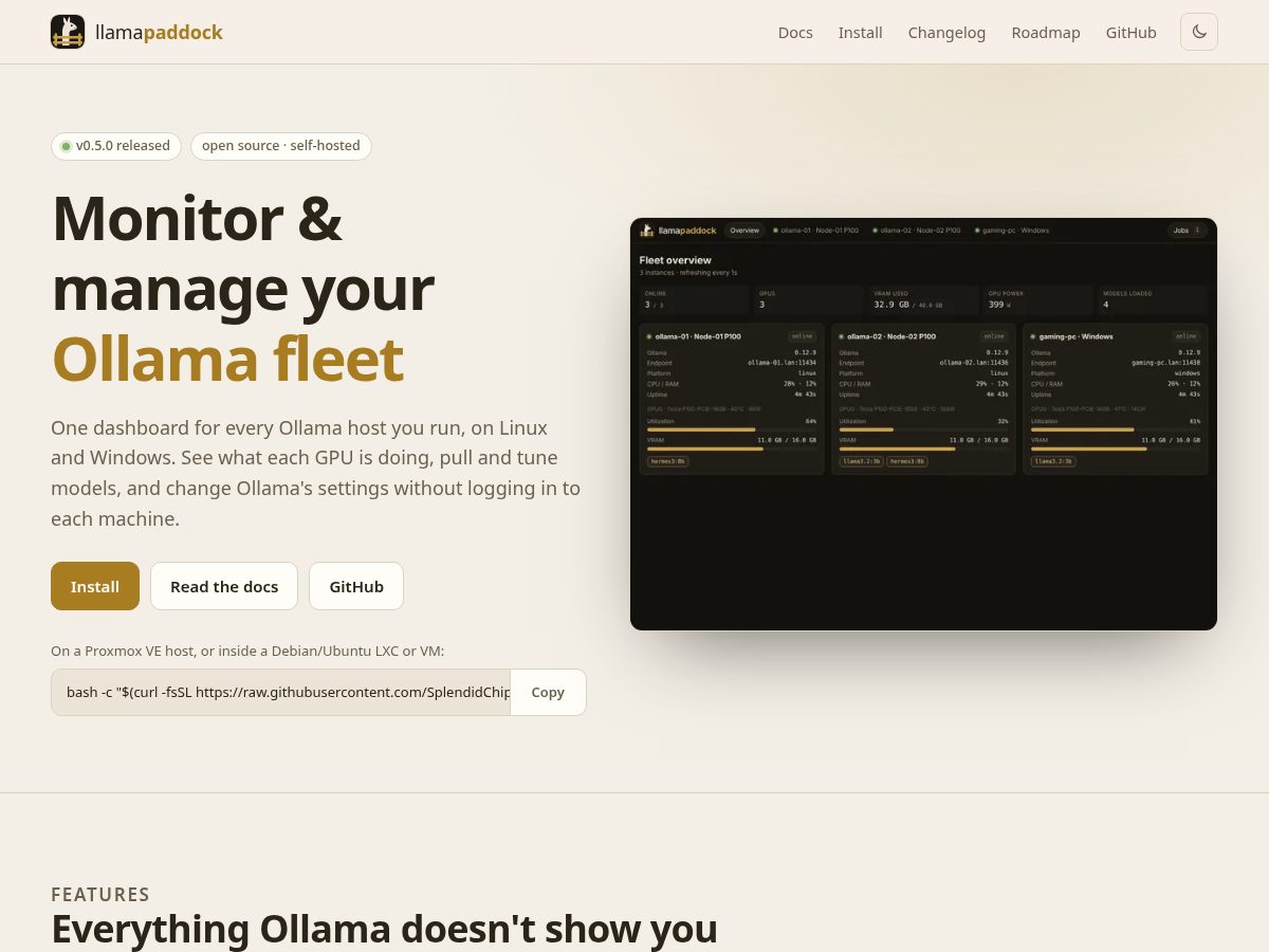 Landing-page snapshot of llama-paddock.com