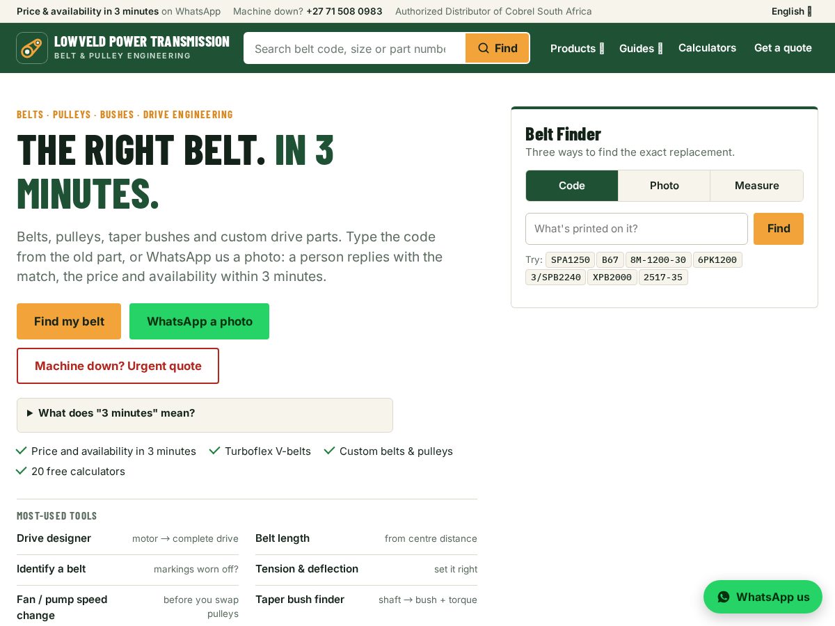 Landing-page snapshot of lowveldpt.com