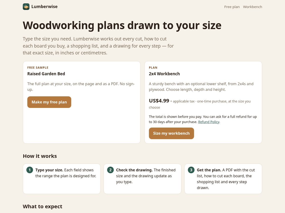 Landing-page snapshot of lumberwise.app